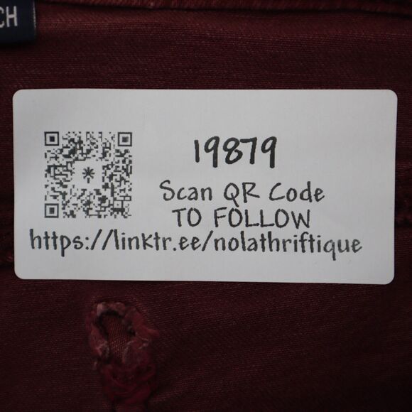 American Eagle Outfitters Shorts Womens 8 Red Mom Mid Rise Stretch Denim Button - Picture 15 of 15